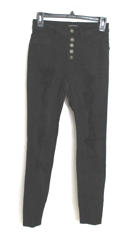 HAMMER JEANS WOMAN SIZE 5 BLACK BUTTON FRONT HIGH RISE SKINNY JEANS DESTROYED