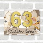 Taupe Brown Gold Floral 3D Acrylic House Address Sign Door Number Plaque