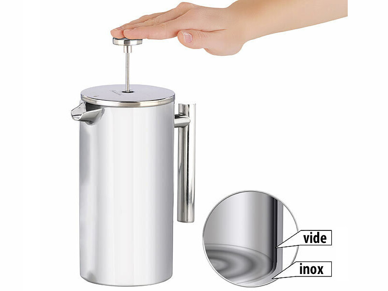Cafetière à piston 1,5 L isotherme en inox anti-brûlure