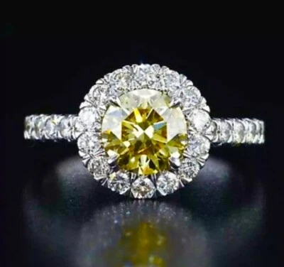 ♛ HALO BAGUE ALLIANCE MARIAGE FIANCAILLE DIAMANT SOLITAIRE 0,91CT OR BLANC 18K ♛ - Photo 1/4