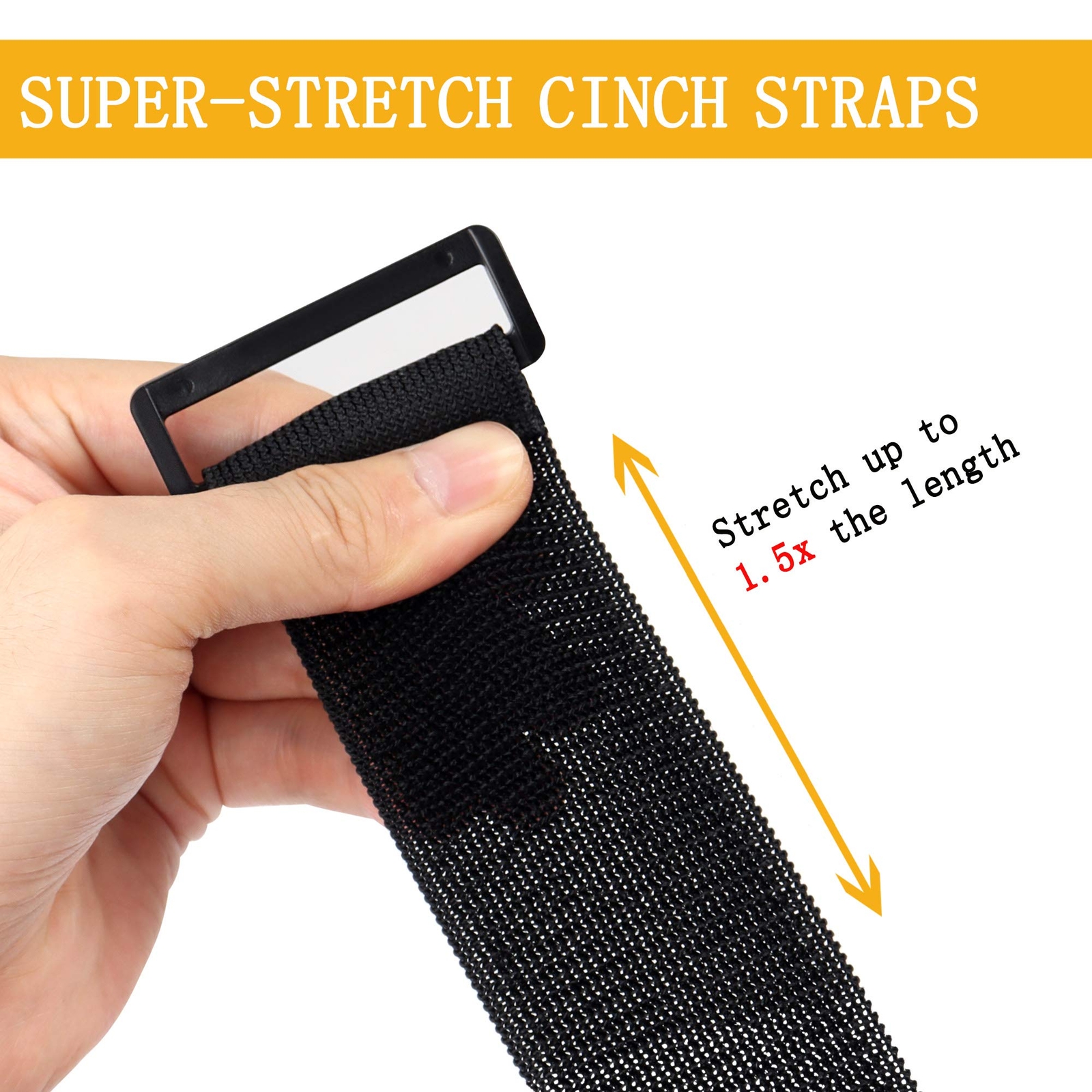 4Pack 2x24 Inch Elastic Hook and Loop Cinch Straps with Buckle for Bicycle Truck