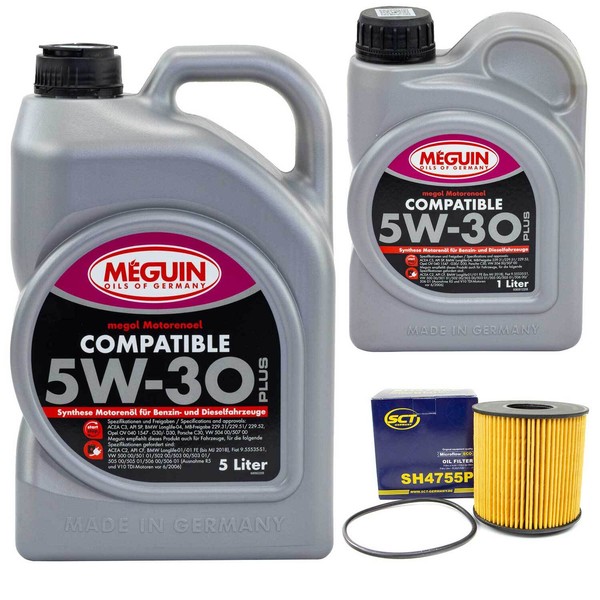 MotoröL Set Sae 5W-30 Plus Meguin 6 Liter + ÖLfilter FüR Nissan X-Trail 2.2 Dci-image