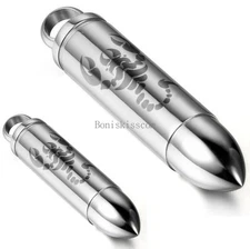 Silver Stainless Steel Bullet Pendant Couples Necklace Laser Etched Scorpion