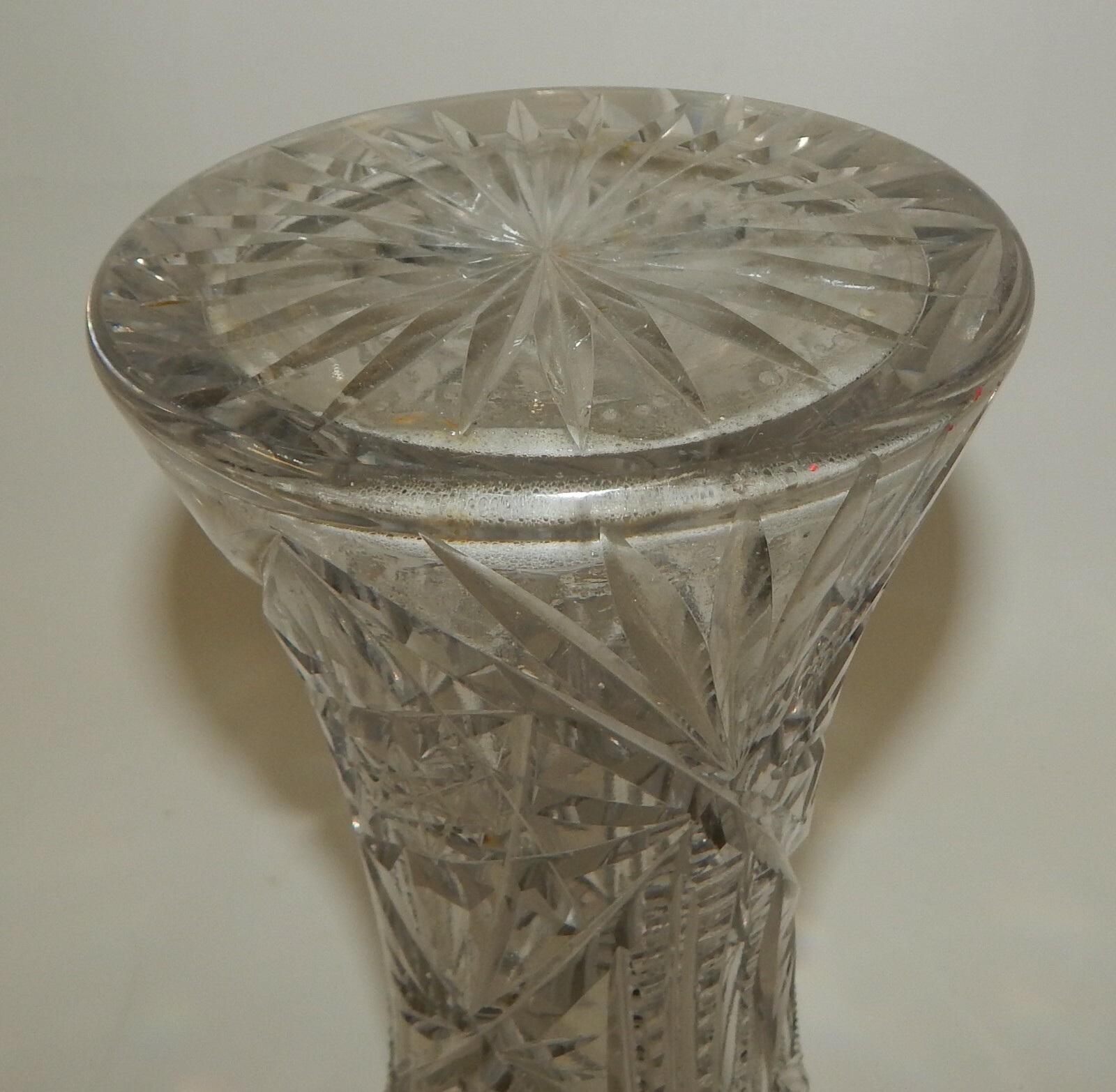 Vintage Large Corseted Hobstar Vase 12.5" Tall 