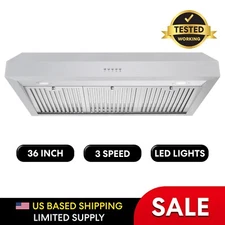 36 in Under Cabinet Range Hood, 3-Prong Plug, Stainless Steel, LED (OPEN BOX)