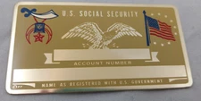 Murat Shriners US Social Security Metal Card Tag NOS VTG Perma Products​