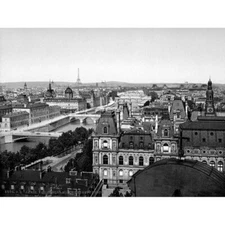 Panorama Seven Bridges Paris France 1890-1900 Old Bw 12X16 Inch Framed Art Print