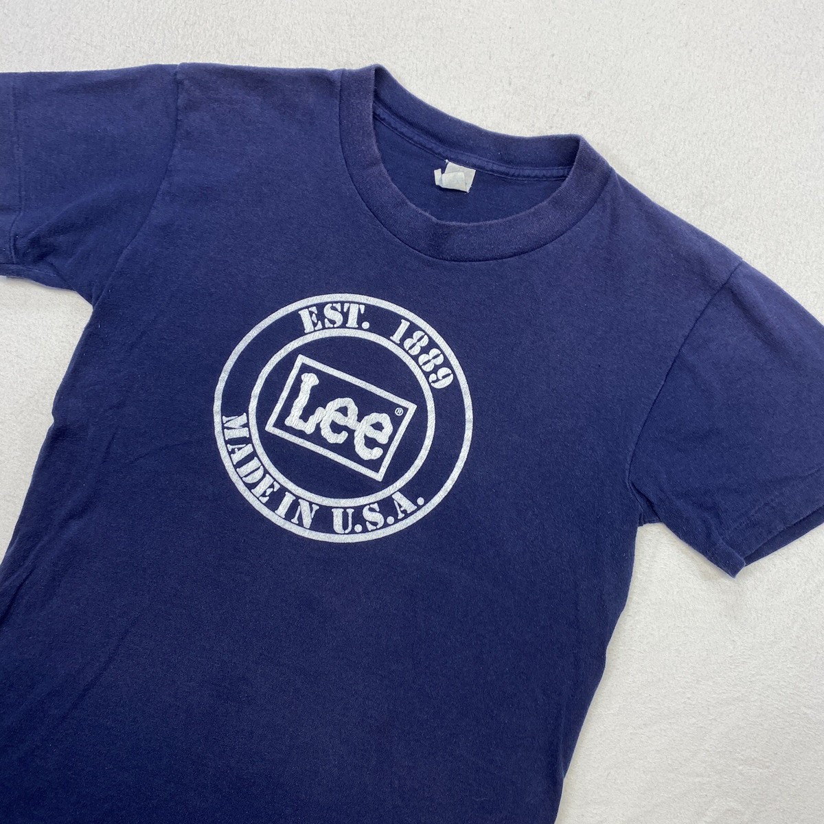 ◆LEE◆ Vintage Logo T-Shirt Light Blue Vintage Lee T Shirt Adult Medium Blue Short Sleeve Single