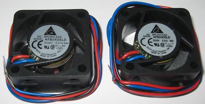 2 x Delta 40 mm - 5 V Fan - 5000 RPM - Delta AFB0405LD - 5V DC - 5.6 CFM - 25 dB