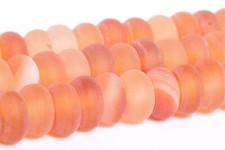 Matte Orange Red Striped Agate Beads Grade AAA Rondelle Loose Beads 6x3MM 8x4MM