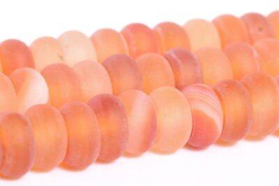Matte Orange Red Striped Agate Beads Grade AAA Rondelle Loose Beads 6x3MM 8x4MM