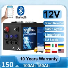 LiFePO4 Battery Pack 12V 150AH Bluetooth 6500 Cycles 2560Wh BMS QC3.0 PD USB