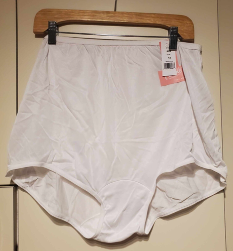 Size 12 (5XL) 100% ACETATE-CROTCH Panties Carole Briefs Vintage-New Blue White - Picture 7 of 9