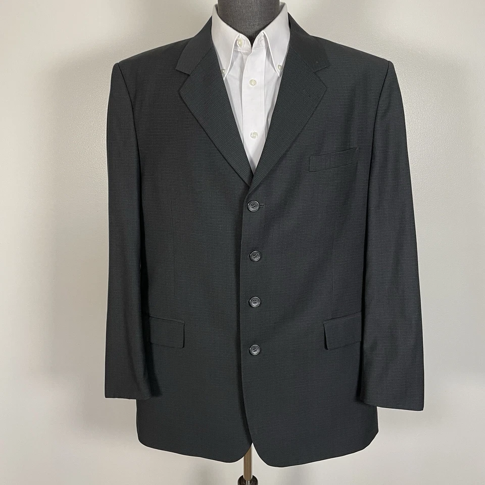 Metro Club Sport пальто мужской 44R темно серый чек полиэстер четыре кнопки - Изображение 2 из 4