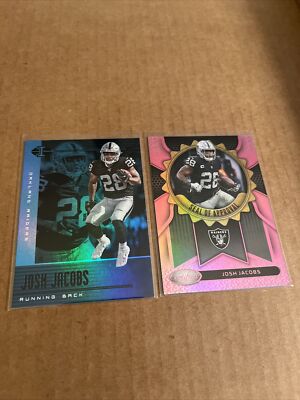 JOSH JACOBS 2019 Illusions BLUE #20 & 2022 Certified PINK SP /199 #SA-11 (c7)