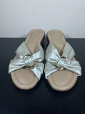 Tuscany by Easy Street Cella criss-cross slide wedge sandals 6.5N Gold Straps