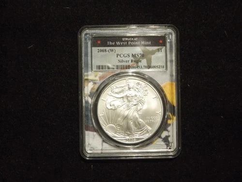 2008-W Silver Eagle PCGS MS 70 - West Point Mint "Fighter Jet" Label
