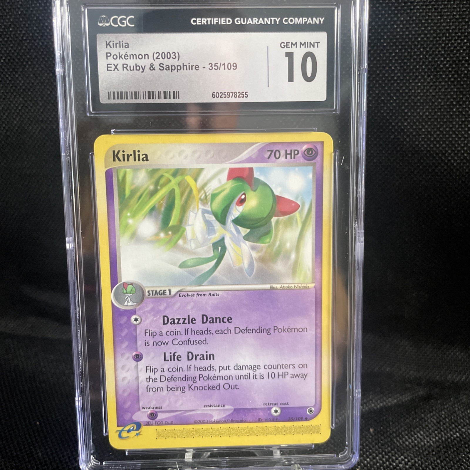 GEM MINT 2003 Kirlia 35/109 Ruby and Sapphire Pokemon Vintage CGC 10