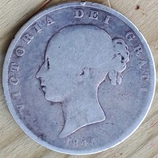 1845 Queen Victoria, Young Head, Shield back, Half Crown, Great Condition 13.1g