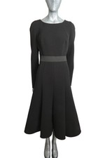 DOLCE & GABBANA - Black Wool L/S Dress, Size 14