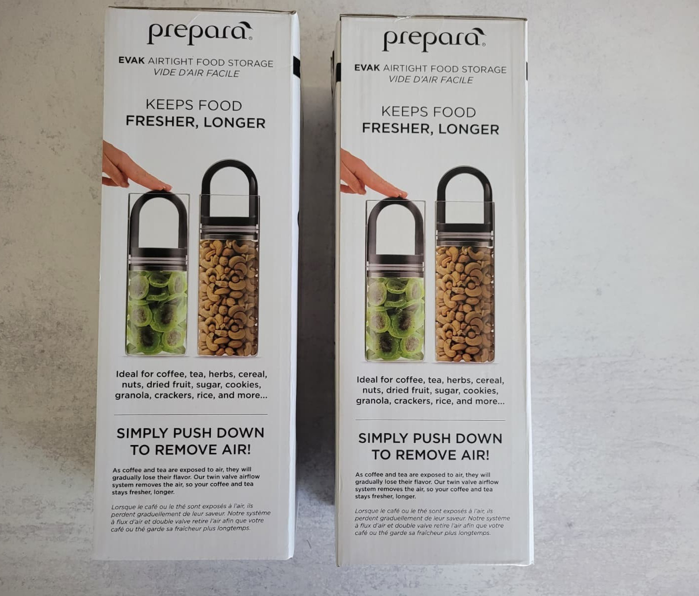 PREPARA Evak Airtight food Storage - Set 2- Classic Glass Food Storage, 46 OZ