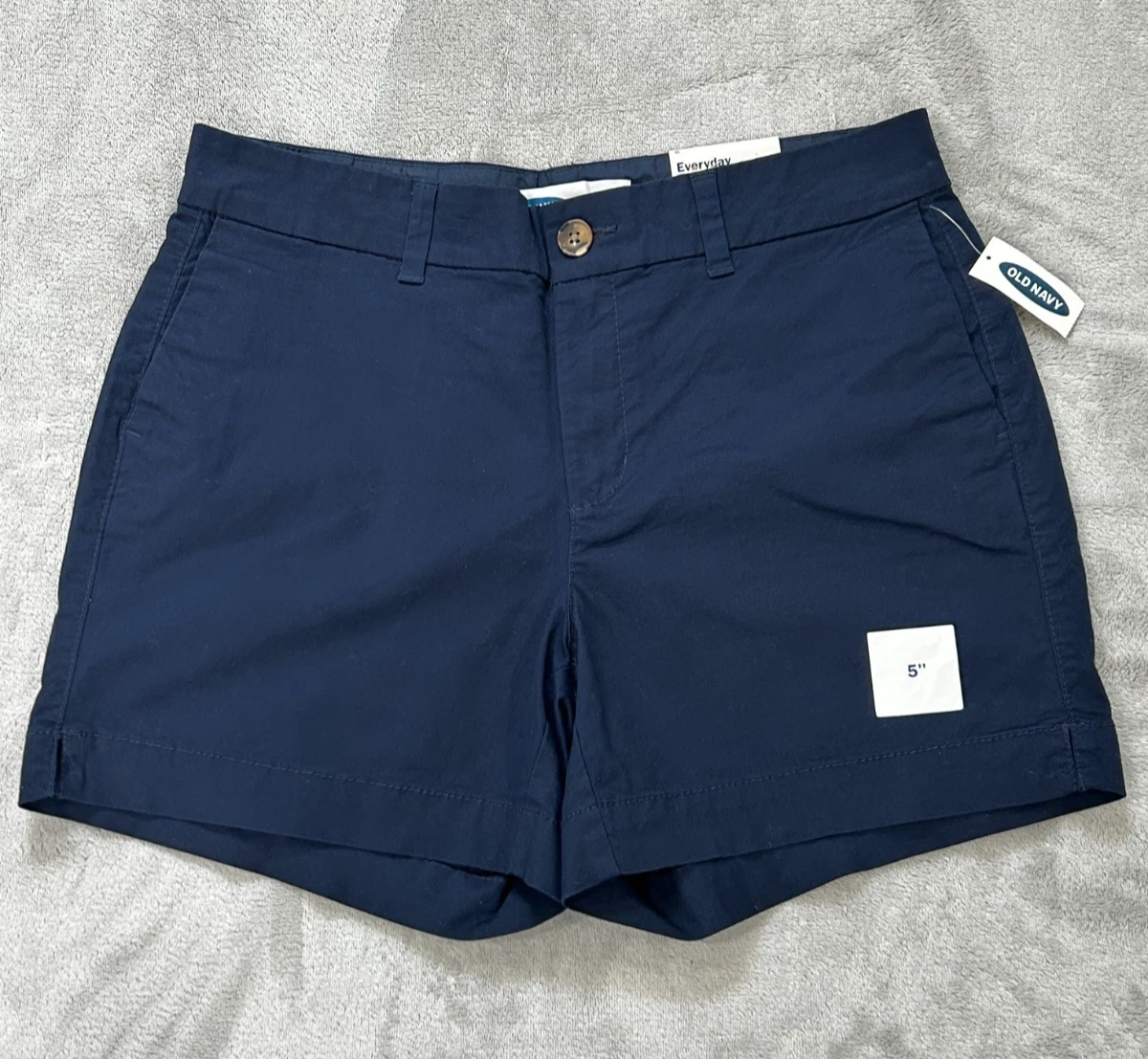 Old Navy Everyday Chino Shorts Women Size 6 Navy Blue 5" Inseam Mid Rise NWT
