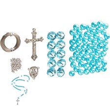 Linpeng Crystal Pearl Beads Rosary DIY Kit, Turquoise Blue