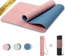 Yoga Mat Alignment Anti-Slip Fitness Pilates Bag 72"x24" Beginners