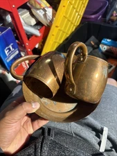 Vintage West Bend Solid Copper Mug Moscow Mule Cup  Set of 2 Plus Copper Bowl