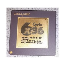 Via 6x86L-PR166+GP Socket 7, 166MHz CPU. Core: 2.8v. I/O: 3.3v. Cyrix 6x86L-PR16