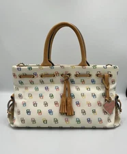 DOONEY & BOURKE VINTAGE Y2K MULTICOLOR RAINBOW MONOGRAM TASSEL TOTE