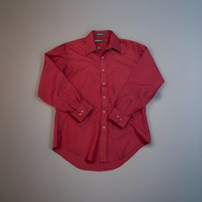 Ultressa Vintage Shirt Men  s JC Penney Polyester Maroon Button Down Size 15 1/2