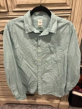 H&M Menswear Button-Down Shirt Light Sea Foam Green Regular Fit Long Sleeve L