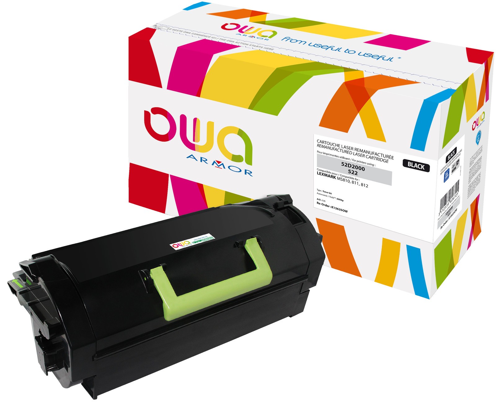 Тонер OWA K15635OW Schwarz (LEXMARK 52D2000, 522, номер 0052D2000)