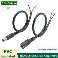 DC Power Supply Extension Cable 6.5x3.0mm Male Female Adapter Connection Wire