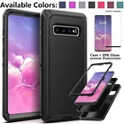 For Samsung Galaxy S10 Case, Rugged Shockproof Heavy Duty Cover + Tempered Glass