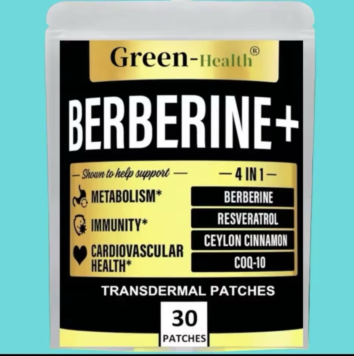 Berberine Transdermal 30 Patches Immune System - One Month Supply