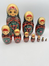 Vintage Hand Painted And Sighed 10 Pc Matryoshka 1993 Russian Nesting Doll
