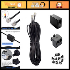 25FT Phone Cord, Landline Telephone Cable with RJ11 Plug, Inline Coupler  Clips