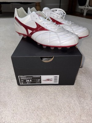 Mizuno Morelia II Japan AG Soccer Shoes, Size 10.5, White/Red, MIJ, Rebula
