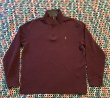 Polo Ralph Lauren Estate Rib Quarter Zip Pullover Sweater Burgundy Size M Men  s
