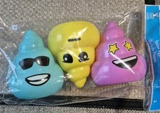 1pk of 3 Assorted Jumbo Poop Emoji Plastic Fillable Easter Eggs Fun Shapes Decor