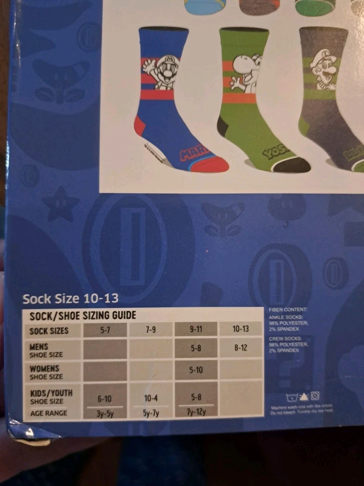 Juego de 12 días de calcetines Super Mario Bros. (Bioworld) Foto 3 de 4