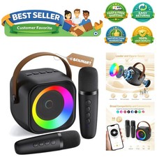 Bluetooth Mini Karaoke Speaker with 2 Wireless Microphones - Perfect for Parties