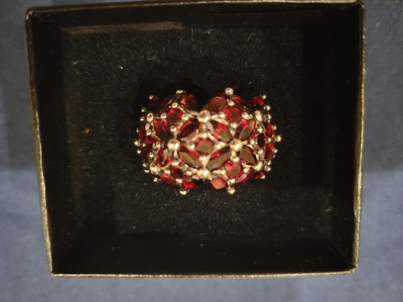 Sterling silver HSN 7.98 ct Mozambique garnet floral cluster ring Size 8