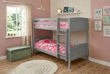 Image of Grey 2ft6 Shorty 3ft Single Kids Childrens Wooden Bunk Bed With Mattress Options
