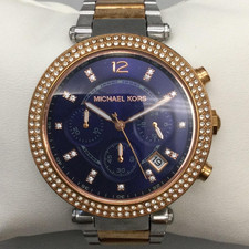 Michael Kors Parker Womens Watch 39mm Blue Two Tone MK-6141 New Battery 6.5"