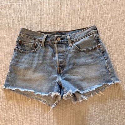 Levis 501 Original Women's High Rise Cut Off Denim Shorts Button Fly Size W27