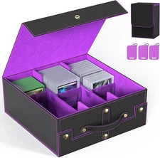 Trading Card Storage Box 1800+ with Small Case, MTG Commander Deck Box with Port