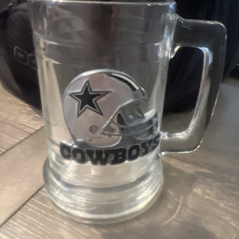 NFL Dallas COWBOYS Tankered Mug Raised Helmet Logo Heavy Glass Beer Stein 